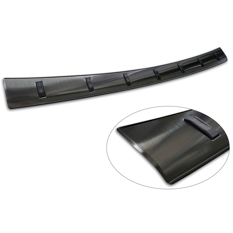 Avisa Protection de seuil arrière inox noir sur mesure pour Mercedes Classe-E Estate S213 2016-2023 (incl. E53 AMG) 'STRONG EDITION'