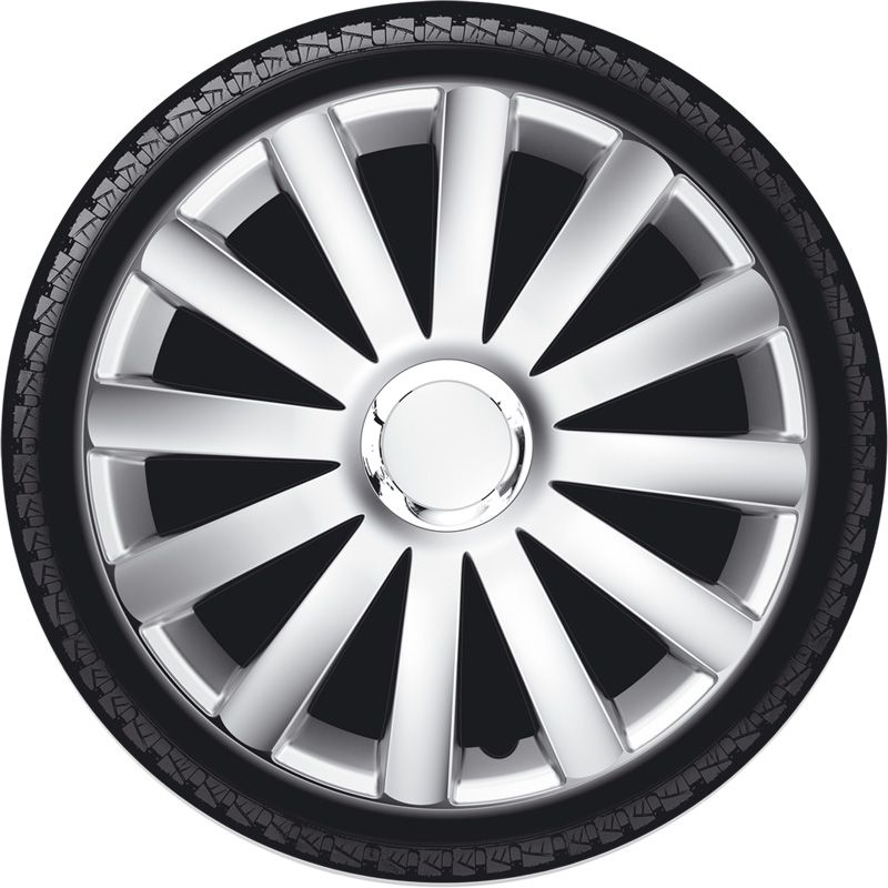 Jeu d'enjoliveurs Spyder 15-inch argent + anneau chromé