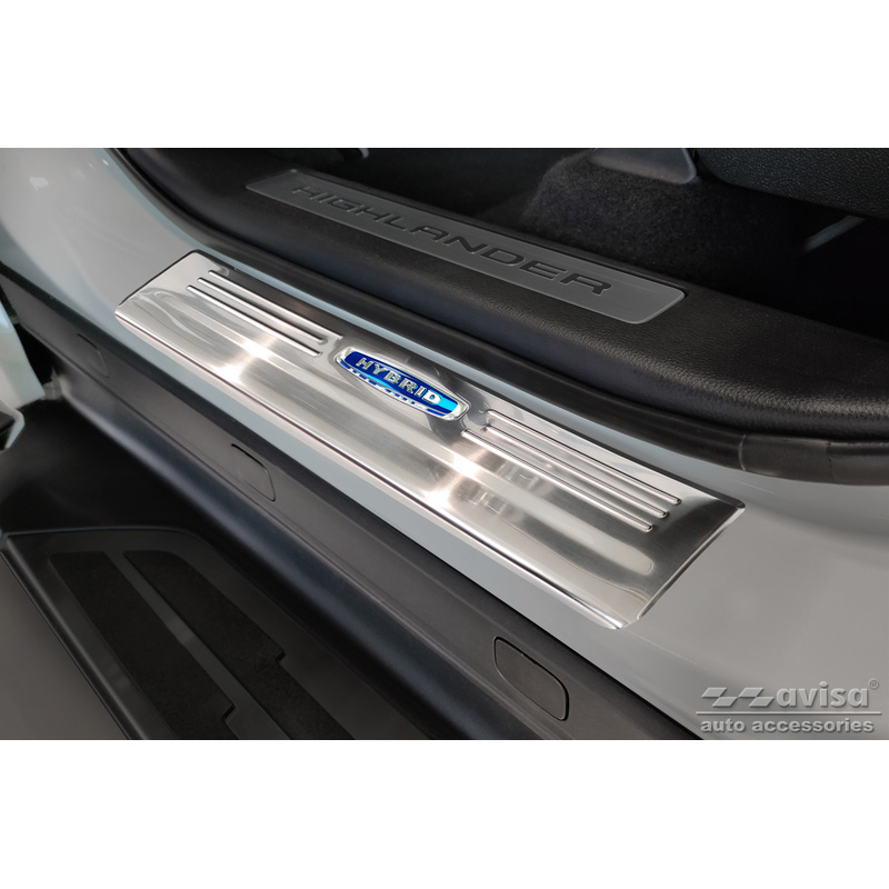 Seuils de portes inoxydable sur mesure pour Toyota Highlander XU70 2020- 'Hybrid' - 4-pièces