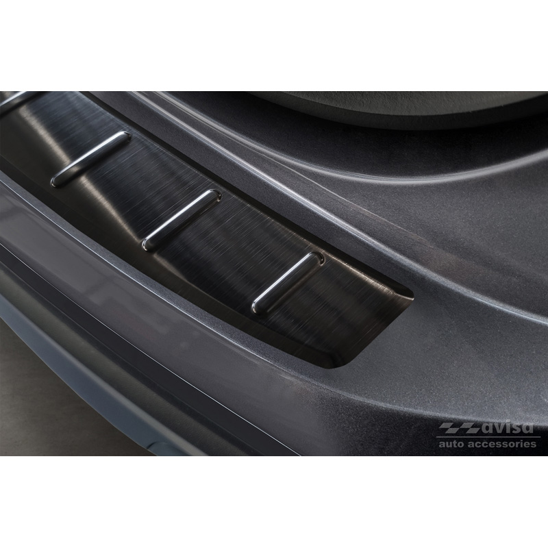Protection de seuil arrière inox noir sur mesure pour Volkswagen Taigo 2021- 'Ribs'
