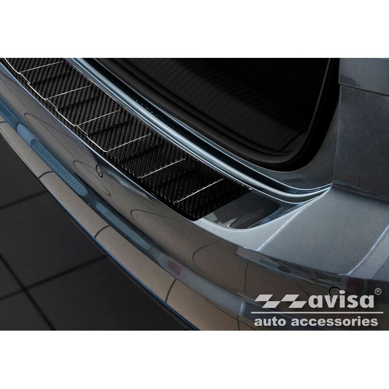 Protection de seuil arrière carboné 3D sur mesure pour Volkswagen Golf Sportsvan 2014-2017 & FL 2017- 'Ribs'
