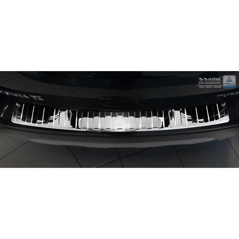 Protection de seuil arrière inox Chrome sur mesure pour Opel Mokka X 2016- 'Ribs'