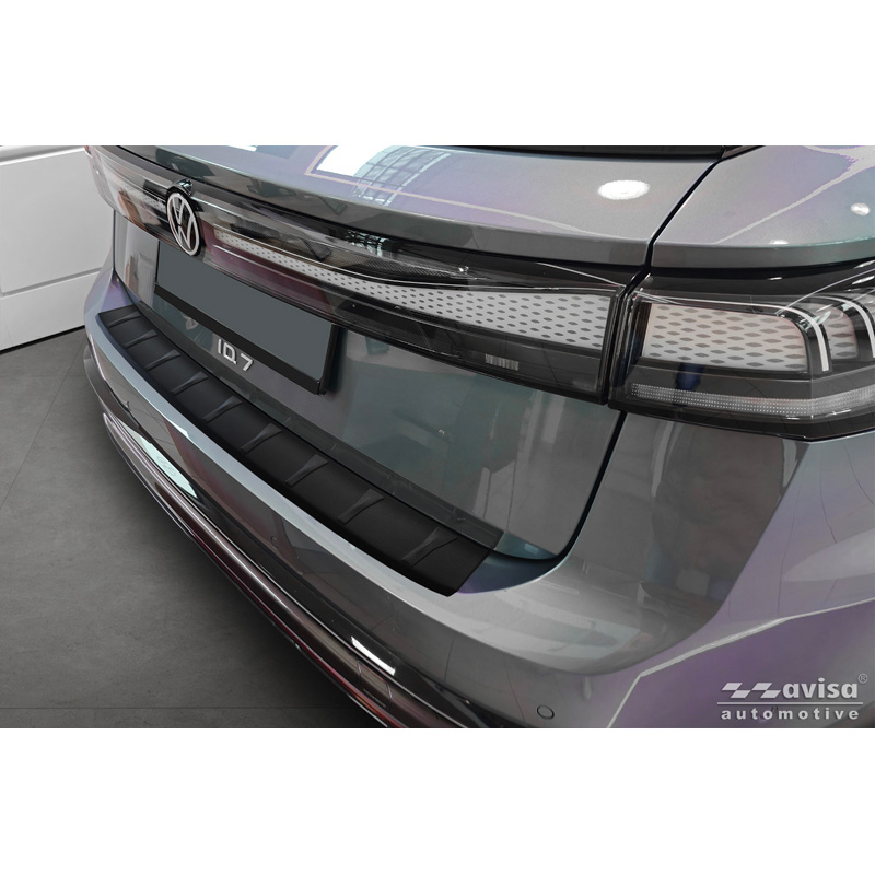 Protection de seuil arrière inox noir mat sur mesure pour Volkswagen ID.7 Tourer 2024- 'Ribs'