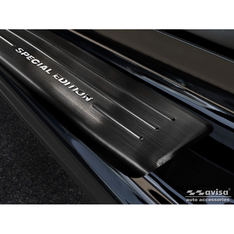 Seuils de portes inox noir sur mesure pour Smart ForFour (W453) 2014-2020 & FL 2020- incl. EQ 'Special Edition' - 4-pièces
