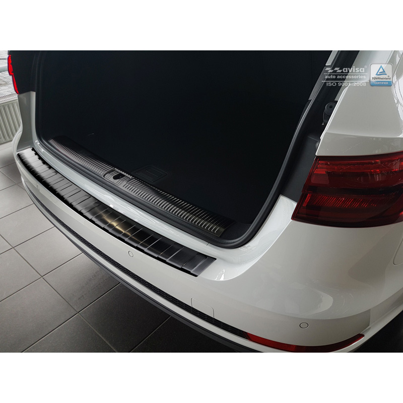 Protection de seuil arrière inox noir sur mesure pour Audi A4 B9 Avant 2015-2019 & Facelift 2019- 'Ribs' (incl. S-Line & S4 Avant)