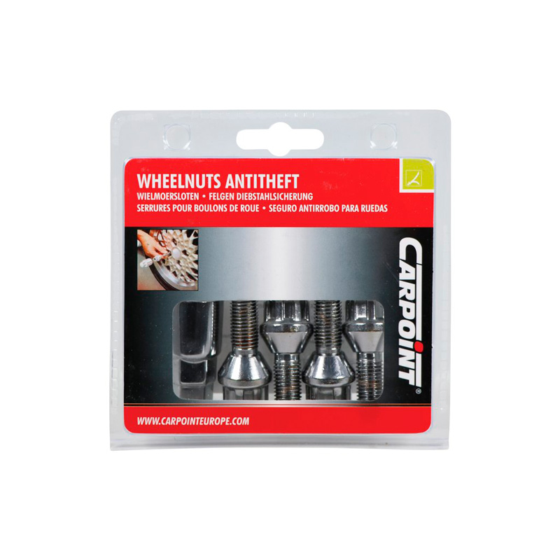Carpoint Set de Boulons Antivol de Roue M12x1,5 Type B Conique - Longueur 26mm
