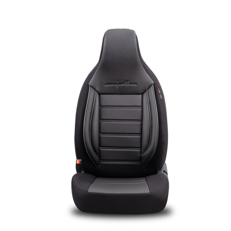 Housse de sièges 'CityBug' universel en cuir/textile 'Comfortline' Noir/Gris - 9-pièces - adapté aux Side-Airbags