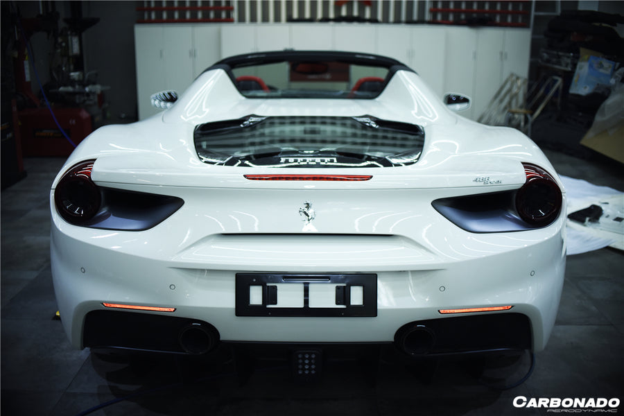 Ferrari 488 Spyder Carbon Fiber Engine Motorkap met Glass 2015-2019