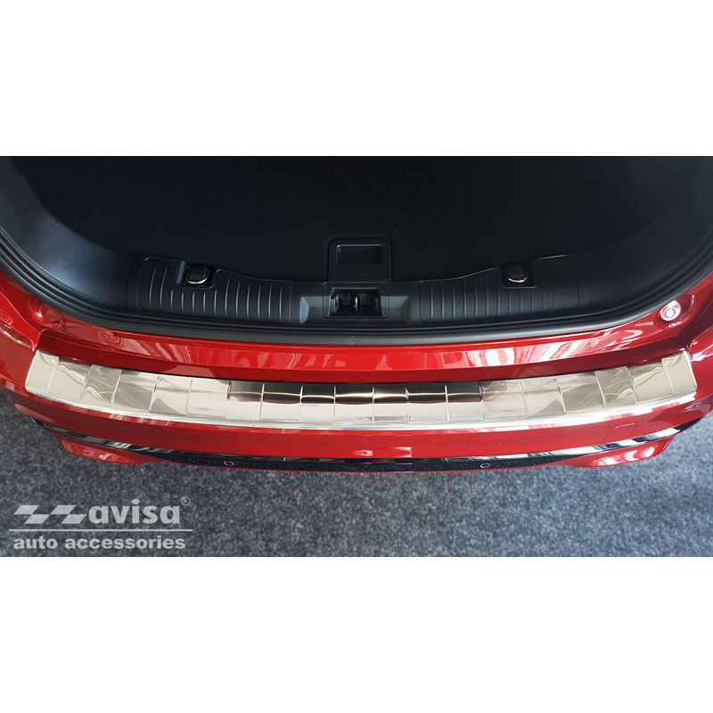 Protection de seuil arrière inox sur mesure pour Ford Kuga III ST-Line/Vignale/Hybrid ST-Line 2019-2024 & FL 2024- 'Ribs'