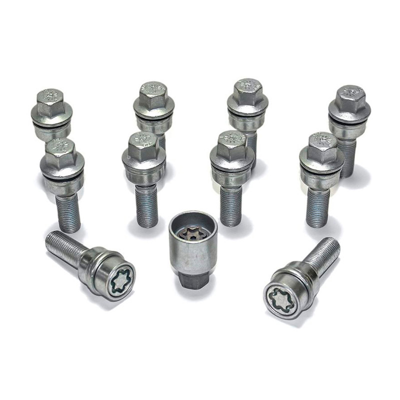 Jeu de Boulons de roue H&R sphérique avec cône mobile R13 M14x1.50 - Longueur 32mm - 10 pièces (p.e. sur mesure pour Audi S5) - antivol de roue inclus