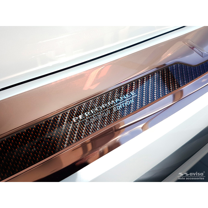 Protection de seuil arrière inox 'Deluxe' sur mesure pour BMW X5 G05 Paquet M 2018- 'Performance' excl. M-Competition Cuivre/Carbone Cuivre
