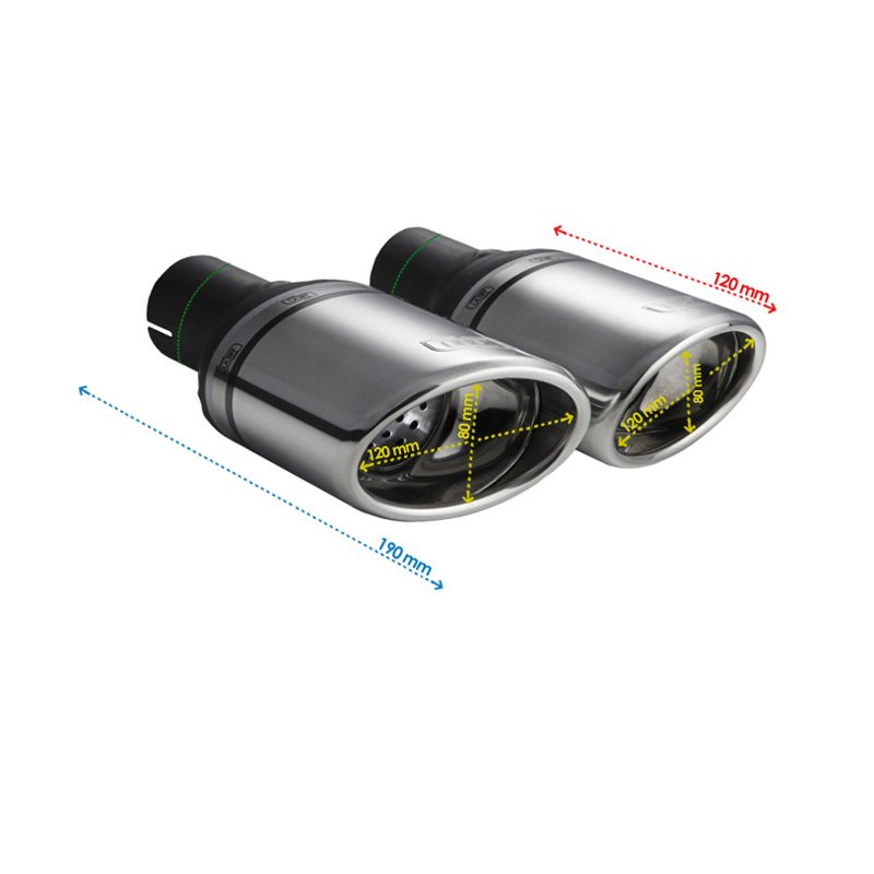 Ulter Sport Embout d'échappement (à droite) - Ovale 120x80mm - Longueur 120mm - Montage ->50mm - Inoxydable
