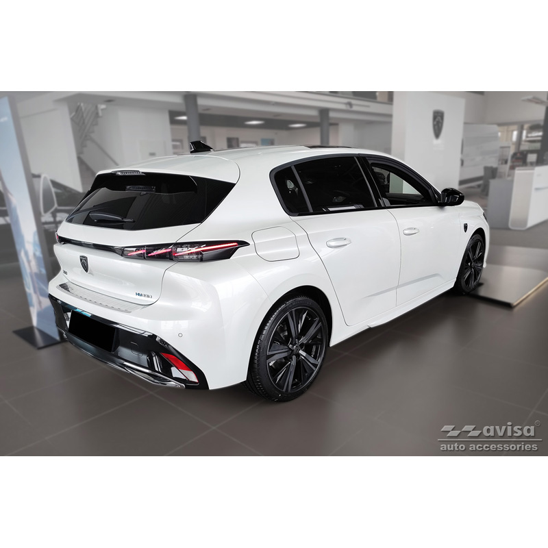 Protection de seuil arrière inox sur mesure pour Peugeot 308 III HB & SW 2021- 'Ribs'