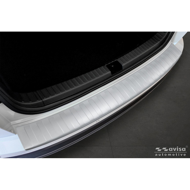 Avisa Protection de seuil arrière inox thermolaqué sur mesure pour Skoda Karoq Facelift 2022- incl. Sportline 'Soft Silver'