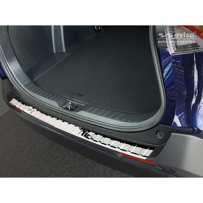 Protection de seuil arrière inox Chrome sur mesure pour Toyota RAV4 (5th Gen.) 2018- & Suzuki Across 2020- 'Ribs'
