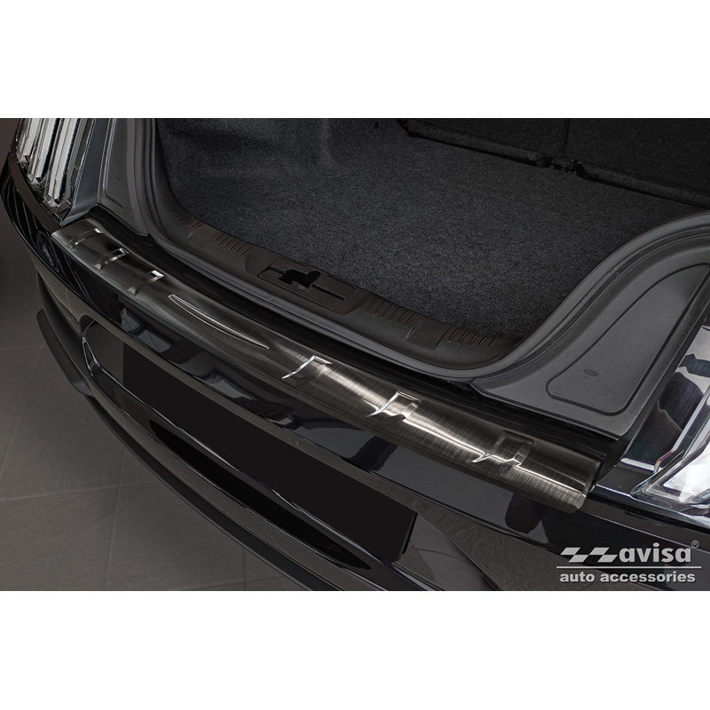 Protection de seuil arrière inox noir sur mesure pour Ford Mustang VI Coupé 2015-2017 & FL 2017- incl. GT 'Ribs'