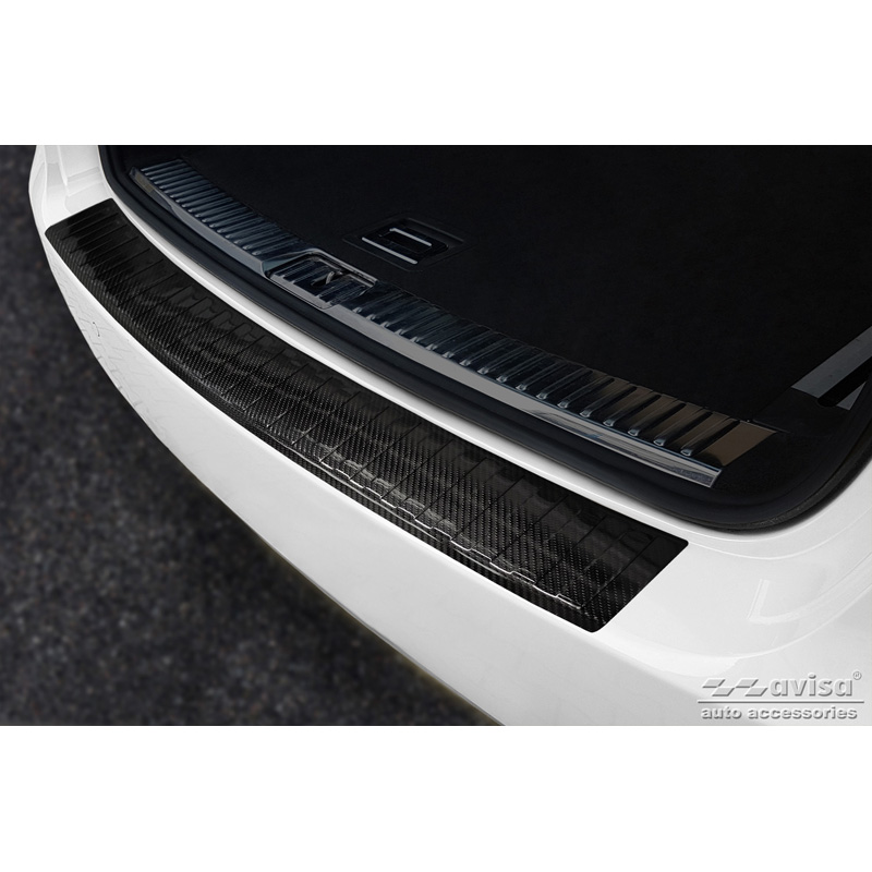 Protection de seuil arrière carboné 3D sur mesure pour Porsche Cayenne II 2010-2014 'Ribs'