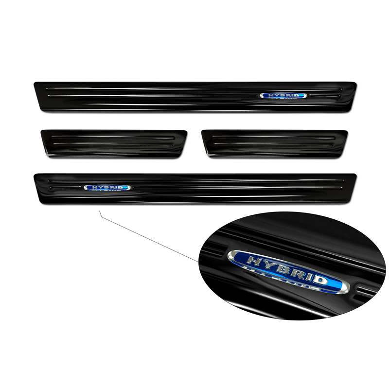 Seuils de portes inoxydable noir sur mesure pour Volkswagen Tiguan II 2016-2020 & FL 2020-2024 'Hybrid' - 4-pièces