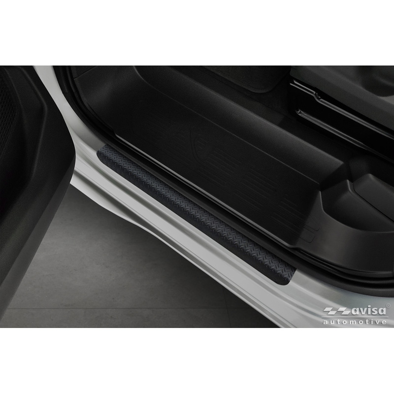 Seuils de portes aluminium 'Riffled Plate' sur mesure pour Volkswagen Multivan T7 2021- - 4-pièces - Noir