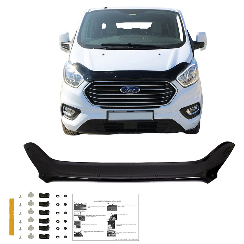 Protection du capot sur mesure pour Ford Transit Custom MK1 Facelift 2018-2023 - Noir brillant