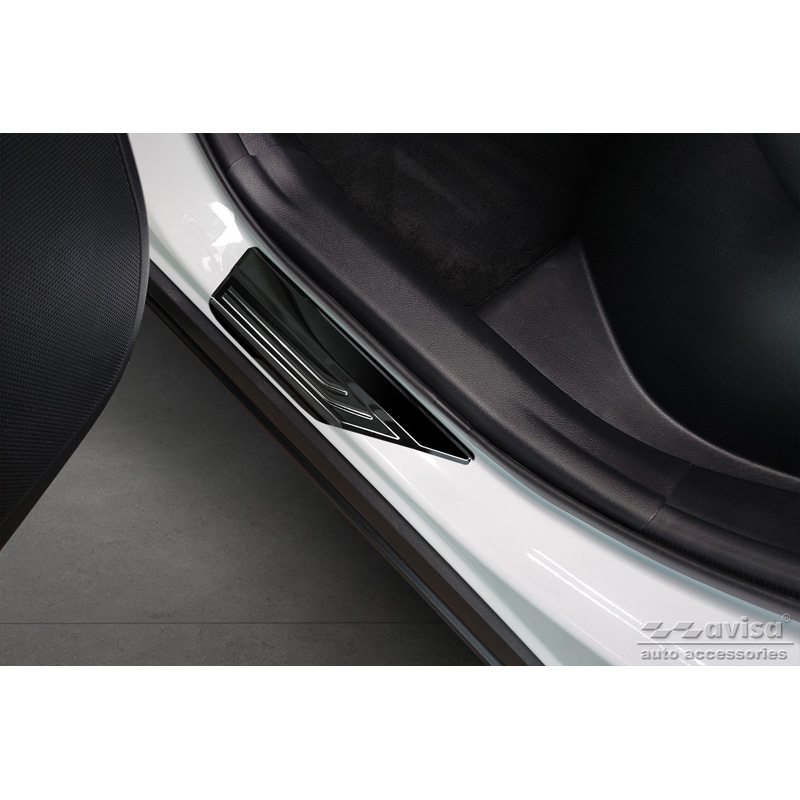 Seuils de portes inox noir sur mesure pour Lexus NX II 2021- 'Lines' - 4-pièces