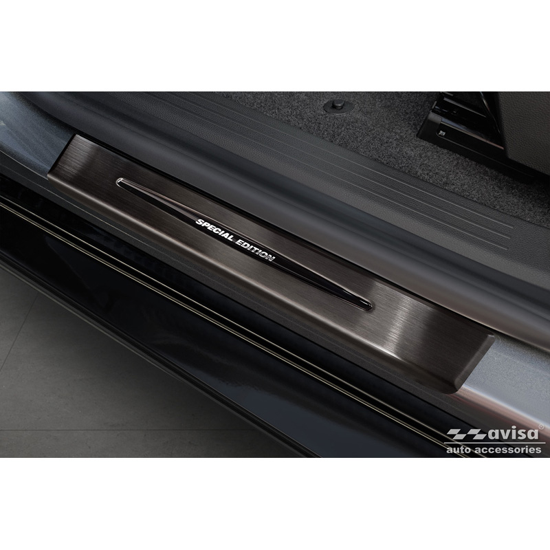 Seuils de portes inoxydable noir sur mesure pour Renault Megane E-Tech 2022- - 'Special Edition' - 4-pièces