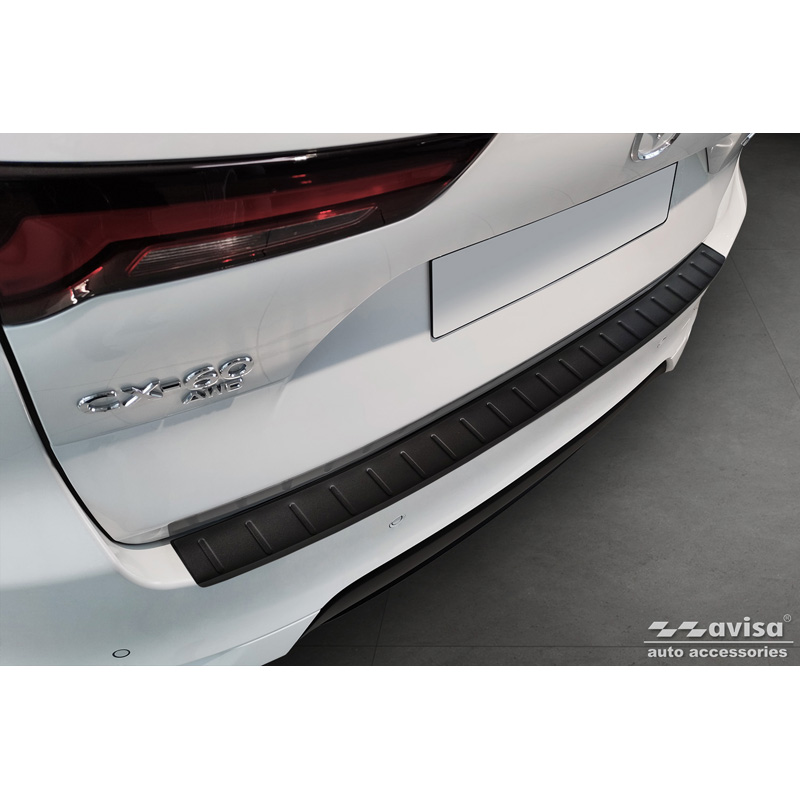 Protection de seuil arrière inox noir mat sur mesure pour Mazda CX-60 (KH) 2022- 'Ribs'
