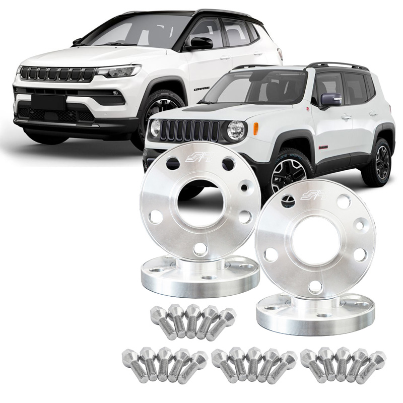 Simoni Racing Kit d'Élargisseurs de Roue en aluminium - 2x17,5mm(AV) - 2x20mm(AR) (Moyeu 65,1mm) avec boulons de roue - sur mesure pour Jeep divers