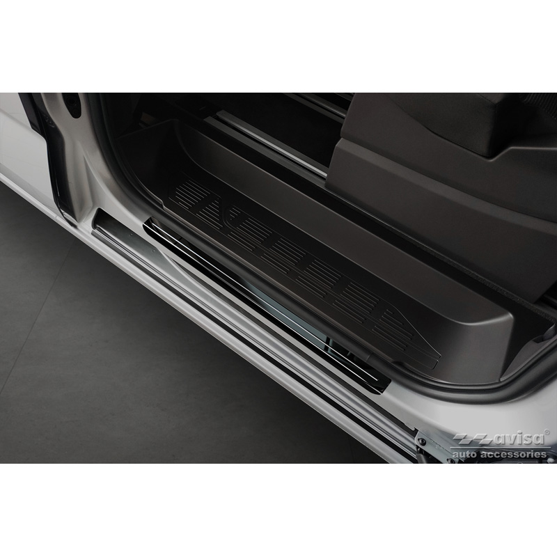 Seuils de portes inoxydable noir luisant sur mesure pour Volkswagen Multivan T7 2021- 'Hybrid' - 4-pièces