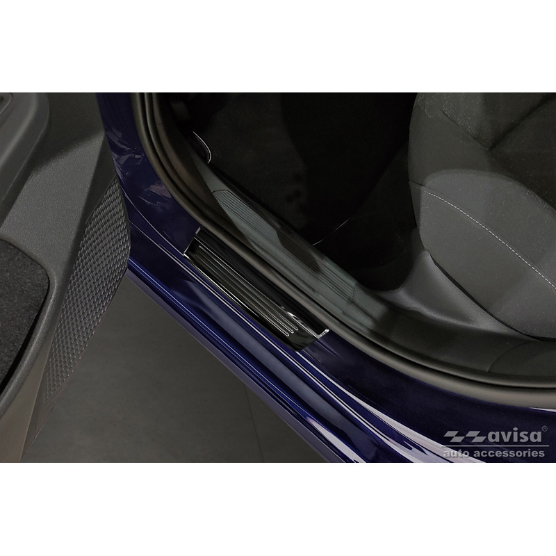 Seuils de portes inoxydable noir sur mesure pour Volkswagen Golf VIII Hatchback/Variant 2020-2024 & FL 2024- 'Hybrid' - 4-pièces