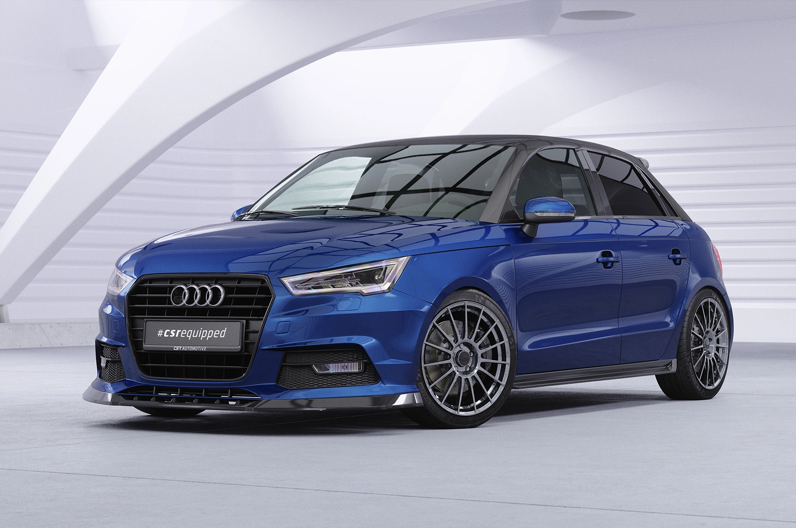 Voorspoiler Audi A1 8X glans zwart – 2015–2018 (Facelift)