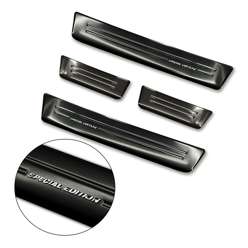 Seuils de portes inoxydable Noir sur mesure pour Opel Zafira 2012-2019 - 'Special Edition' - 4-pièces