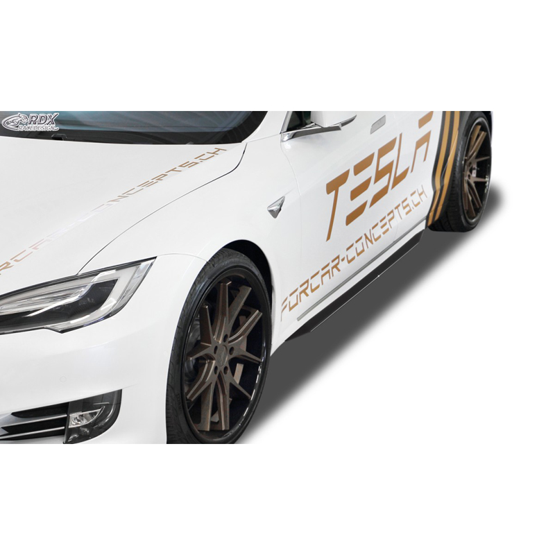 Jupes latérales 'Slim' sur mesure pour Tesla Model S 2014-2016 & 2016- (ABS noir luisant)