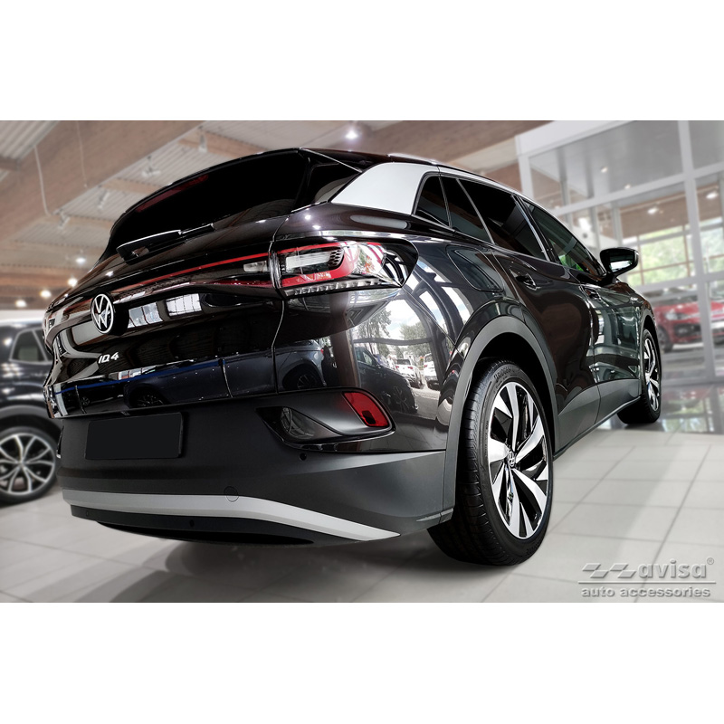 Seuils de portes inoxydable noir sur mesure pour Volkswagen ID.4 2020- 'Lines' - 4-pièces