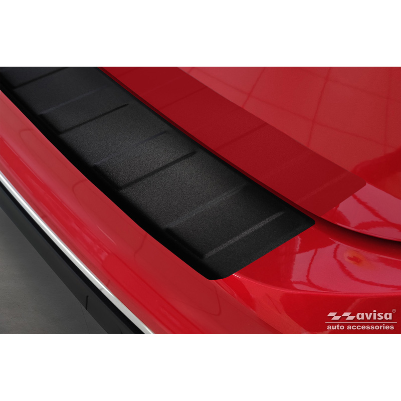 Protection de seuil arrière inox noir mat sur mesure pour Volkswagen Tiguan II / Allspace incl. Facelift & R-Line 2016-2020 / 2020-2024 'Ribs'