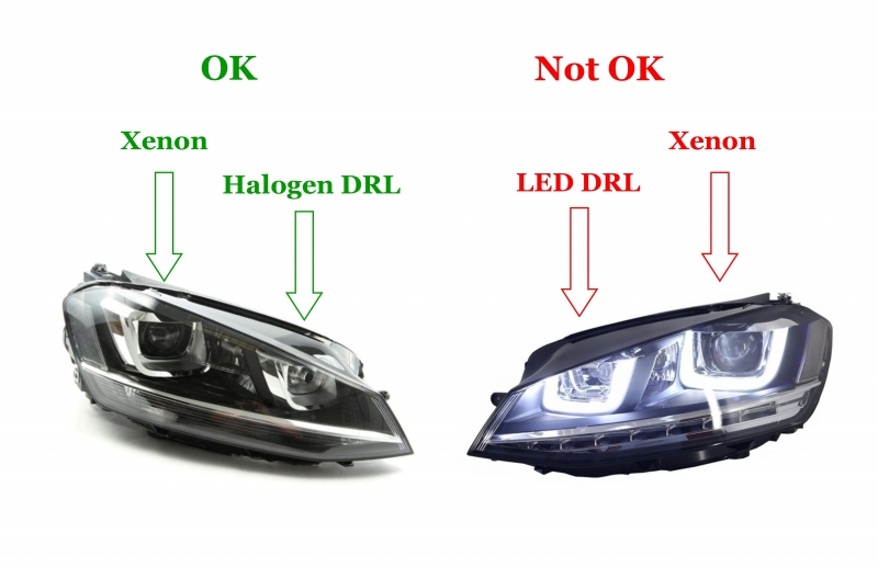 Koplampen passend voor VW Golf VII OSRAM FULL LED Black (for Xenon and Halo DRL)