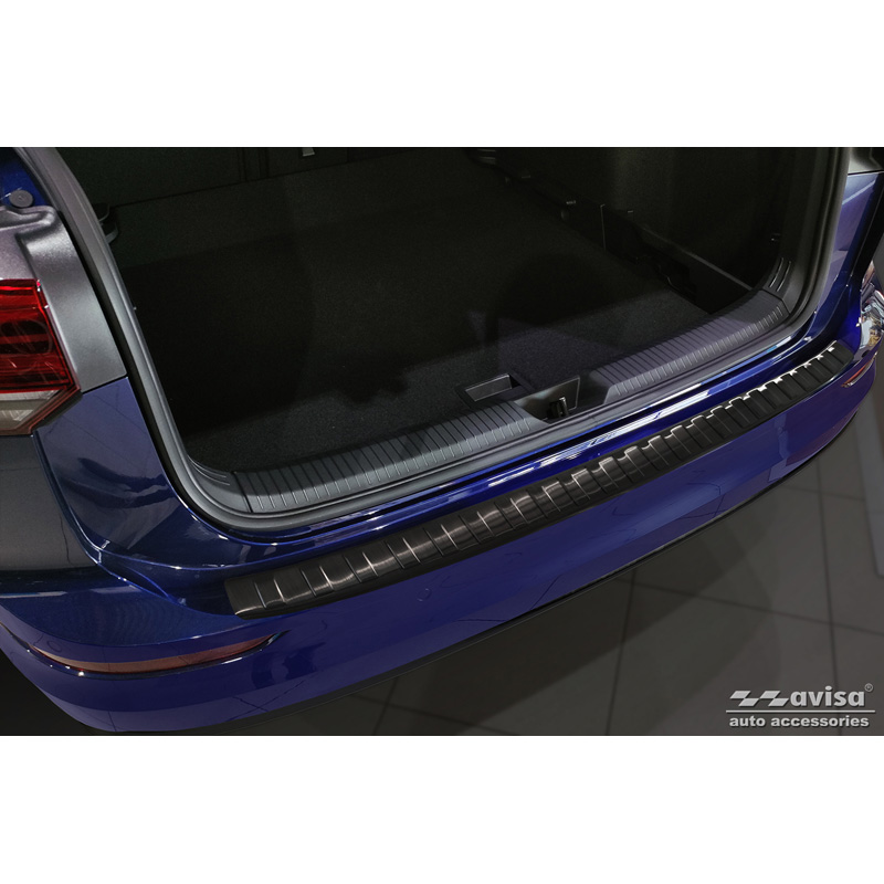 Protection de seuil arrière inox noir sur mesure pour Volkswagen Golf VIII Variant 2020-2024 & FL 2024- 'Ribs'