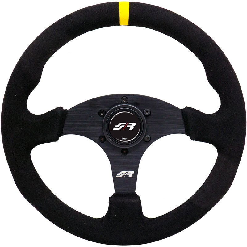 Simoni Racing Volant Universel Manji - Suède Noir - Diamètre 330mm