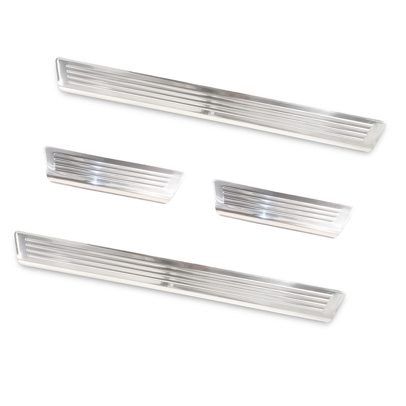 Seuils de portes inoxydable sur mesure pour Volkswagen ID.3 2020-2023 & FL 2023- / Cupra Born 2021- / MG 4 2022- / MG HS II 2024- - 'Lines' - 4-pièces