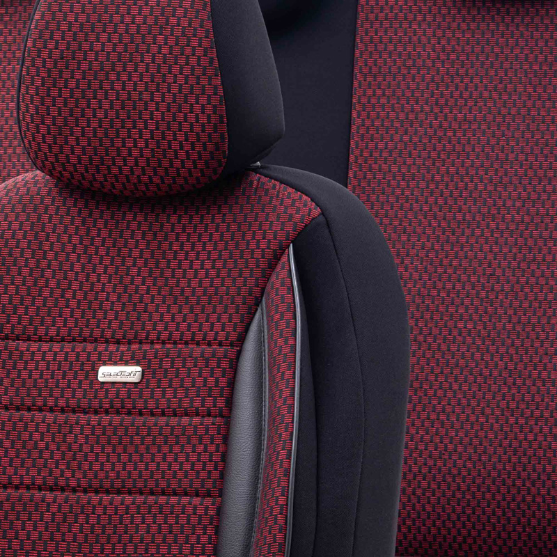 Housse de sièges universel en textile 'SelectedFit Sports' Noir/Rouge - 11-pièces - adapté aux Side-Airbags
