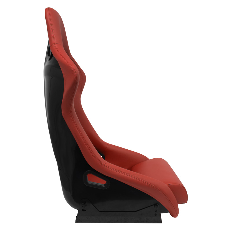 Siège baquet 'BS1' - Simili Cuir Rouge - Dossier fixe en polyester - incl. glissières
