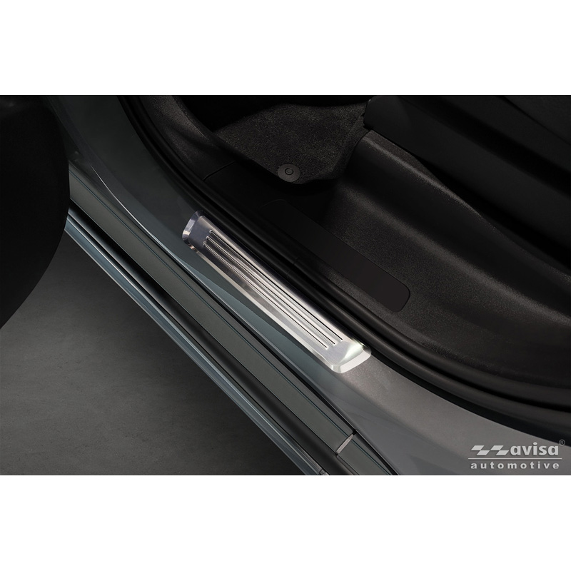 Avisa Seuils de portes inoxydable sur mesure pour Volvo XC90 II 2015-2019 & Facelift 2019-2024 & Facelift 2024- - 'Lines' - 4-pièces