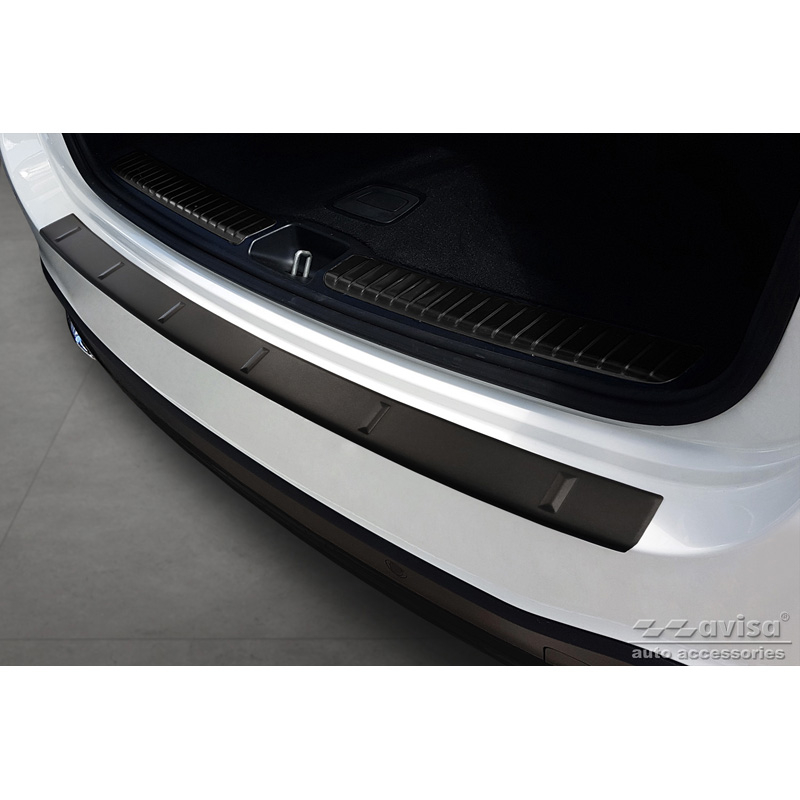 Protection de seuil arrière inox noir mat sur mesure pour Mercedes GLE II W167 & GLE II 53 AMG 2019-2023 'Ribs'