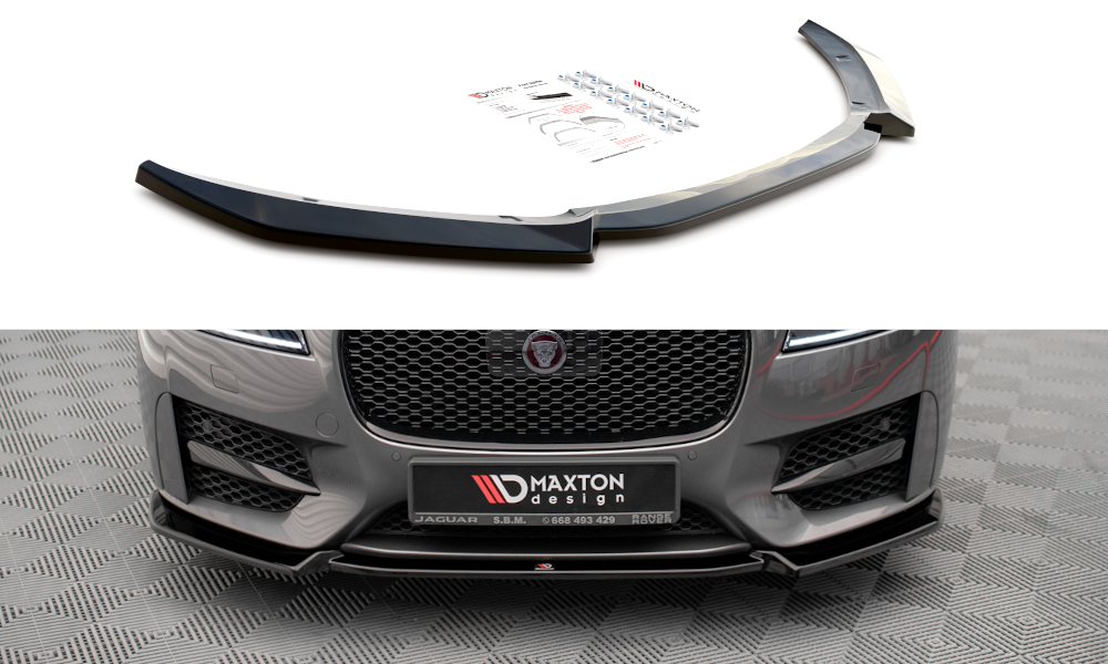 Voorspoiler V.1 Jaguar XF R-Sport Mk2 Maxton Glans Zwart