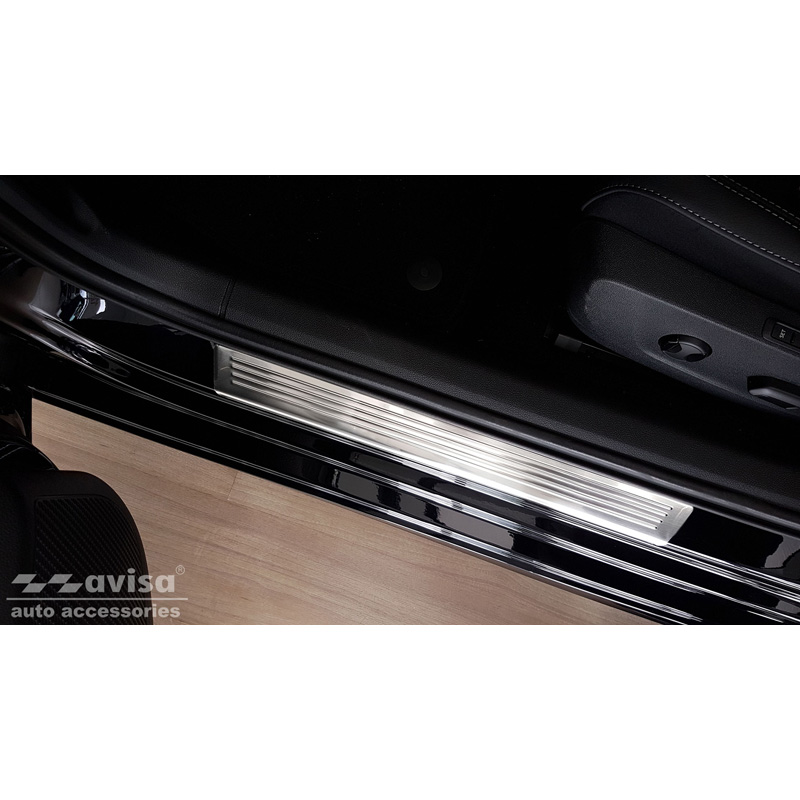 Seuils de portes inoxydable sur mesure pour Skoda Octavia IV Sedan/Kombi 2020-2024 & FL 2024- 'Lines' - 4-pièces