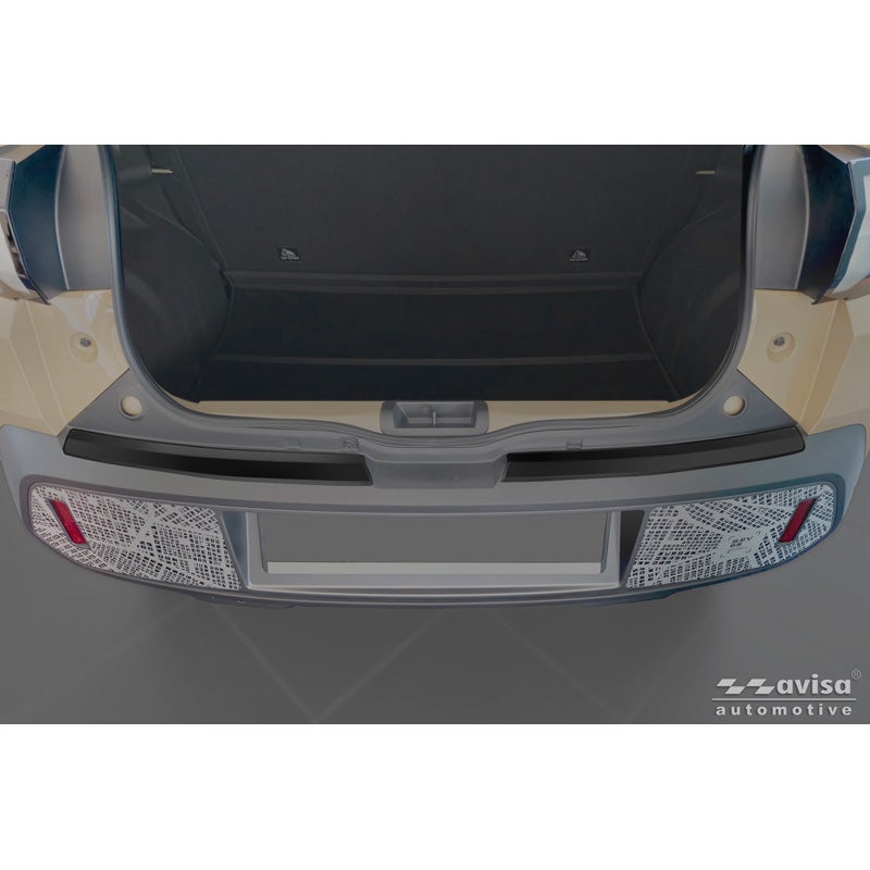 Avisa Protection de Seuil de Coffre Acier Inox sur mesure pour Dacia Spring Facelift 2024- - Noir Mat - 2 pièces