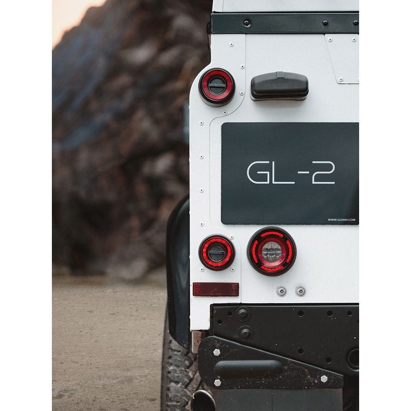 Glohh GL-2 Feux Arrières LED sur mesure pour Landrover 90/110 1983-1990 & Defender (LD) 1990-2016 - Rouge/Fumée (6-pièces)