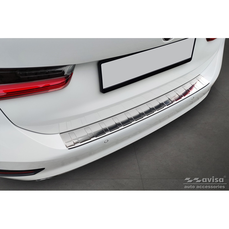 Protection de seuil arrière inox sur mesure pour BMW Série 3 G21 Touring 2019-2022 'Ribs'