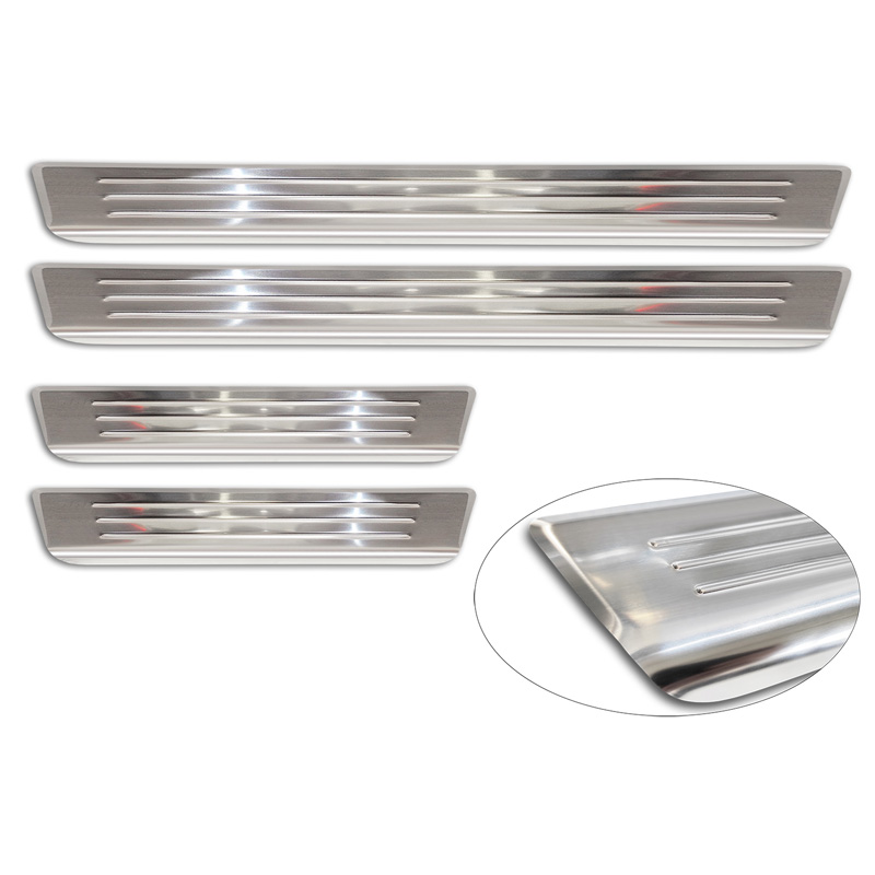 Seuils de portes inoxydable sur mesure pour Volkswagen Tiguan II 2016-2020 & FL 2020- incl. Allspace 2017-2020 & FL 2020-2024 - 'Lines' - 4-pièces
