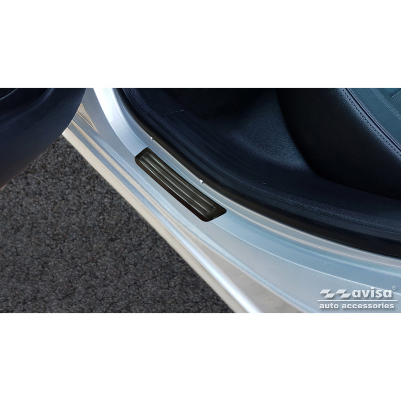 Seuils de portes noir inoxydable sur mesure pour Peugeot 508 Sedan & SW 2011-2014 & FL 2014-2018 - 'Special Edition' - 4-pièces